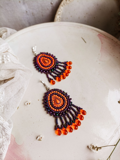 Arabesque Bohéme n.7 - vyšívané boho náušnice — foto 4