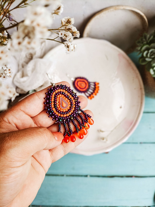 Arabesque Bohéme n.7 - vyšívané boho náušnice — foto 3