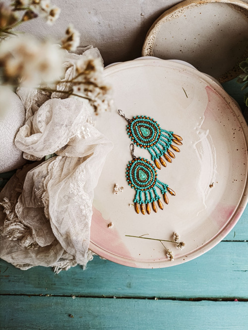 Arabesque Bohéme n.8 - vyšívané boho náušnice — foto 2