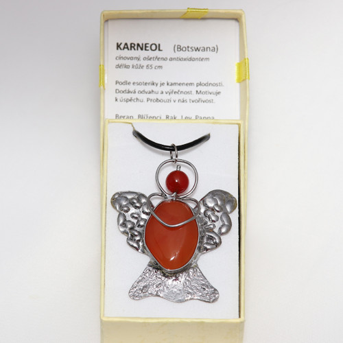 Náhrdelník - KARNEOL - anděl — foto 2