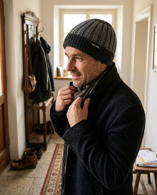 Pánská pletená čepice dvoubarevná — foto 2