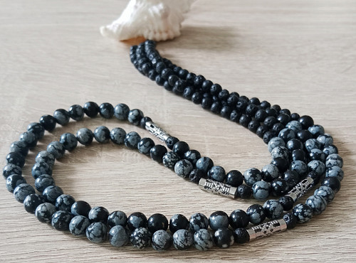 Dvouřadový náhrdelník z obsidiánu — foto 3