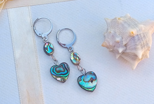 Náušnice z paua abalone perleti, chirurgická ocel — foto 2