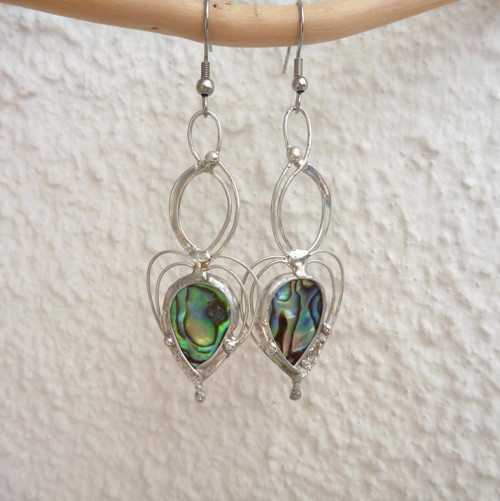 Náušnice visací, paua shell MISS OCEAN, handmade — foto 4