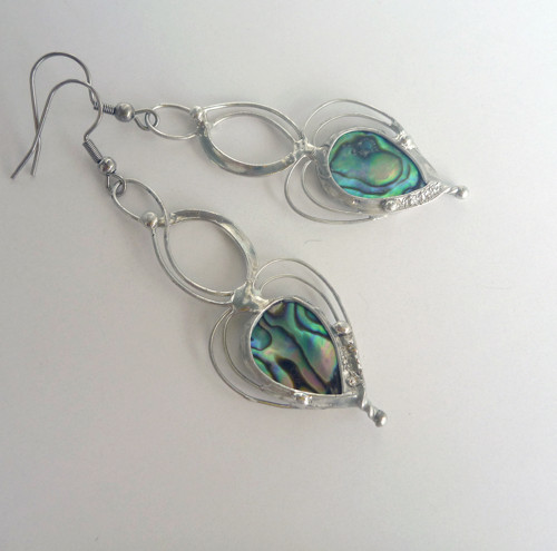 Náušnice visací, paua shell MISS OCEAN, handmade — foto 3