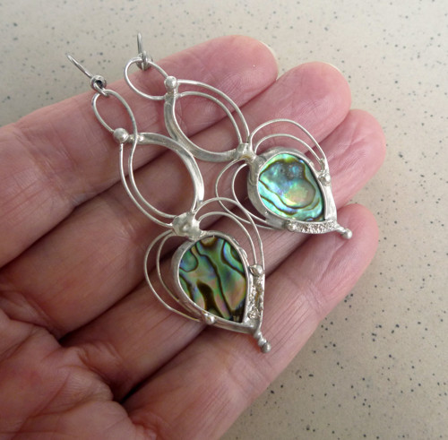 Náušnice visací, paua shell MISS OCEAN, handmade — foto 2