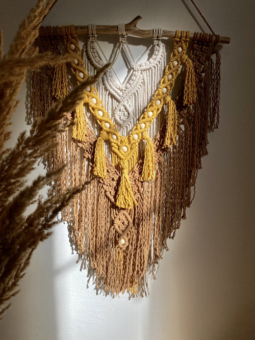 Macramé závěsná dekorace - Cappuccino — foto 3