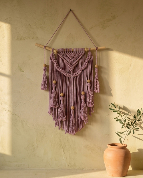 Macramé závěsná dekorace - Lila — foto 3
