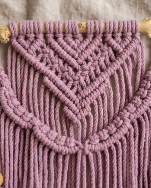 Macramé závěsná dekorace - Lila — foto 2