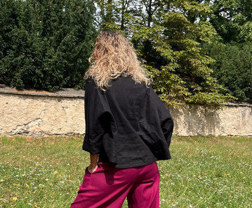 Kabátek netopýr lněný černý — foto 6