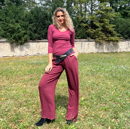 Volné kalhoty mahagon — foto 3