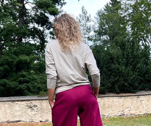 Netopýří tunika béžová melange — foto 5