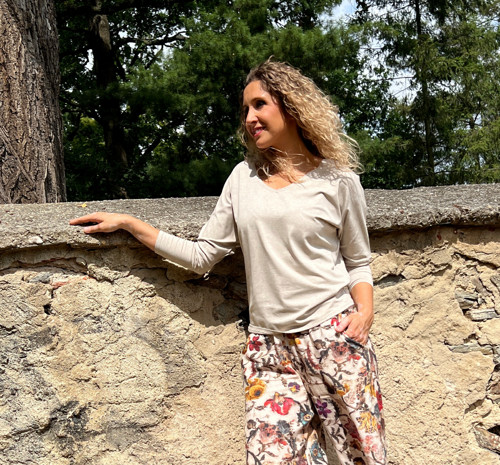 Netopýří tunika béžová melange — foto 6