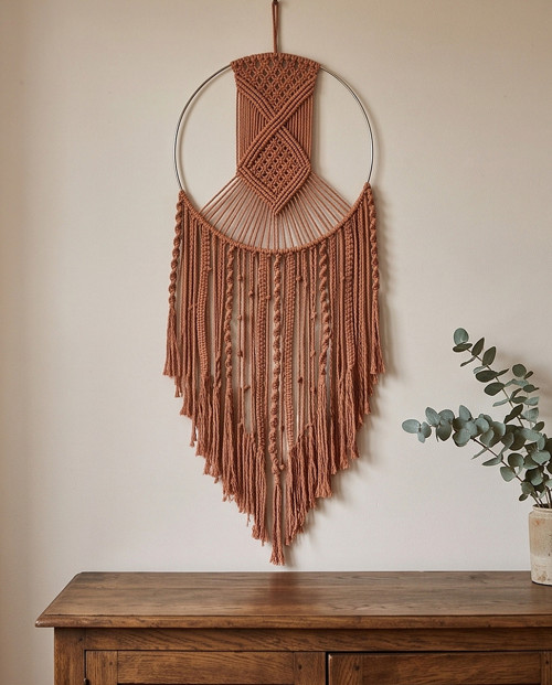 Velký macramé Lapač snů cihlový - výprodej — foto 2