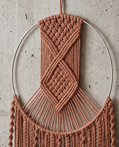 Velký macramé Lapač snů cihlový - výprodej — foto 3