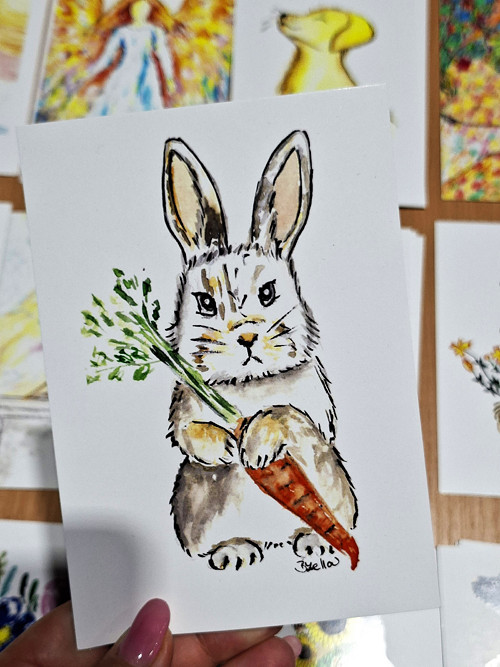 Print/přání králíček s mrkví — foto 2