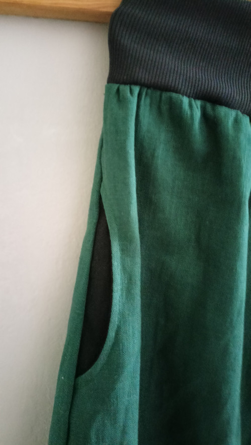 Sukně krátká zelená - lněná — foto 3