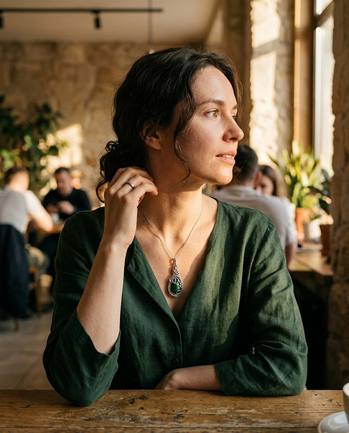 Přívěsek malachitová kapka wire wrapping — foto 5