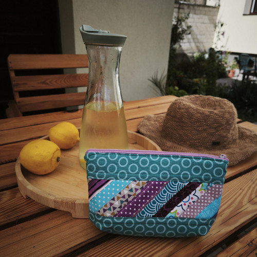 Taštička proužky patchwork tyrkysová — foto 2