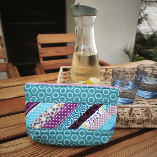 Taštička proužky patchwork tyrkysová — foto 3