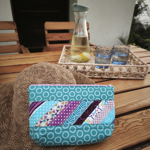 Taštička proužky patchwork tyrkysová — foto 5