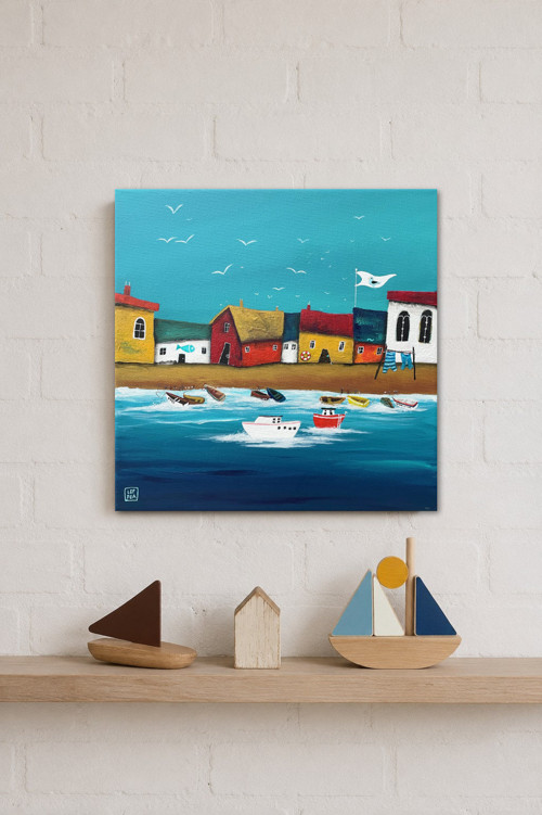 Happy harbor / originální obraz - 30x30cm — foto 5