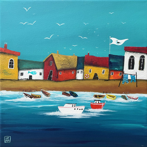 Happy harbor / originální obraz - 30x30cm — foto 2