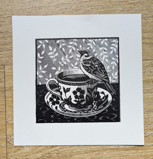 Ranní čaj - linoryt — foto 2