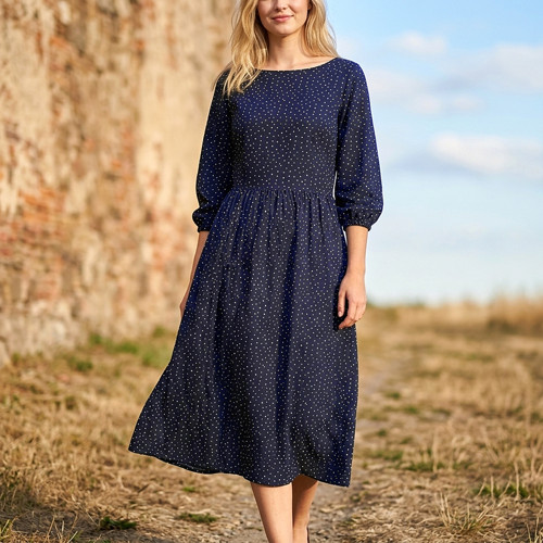 Mušelínové midi šaty NAVY — foto 2