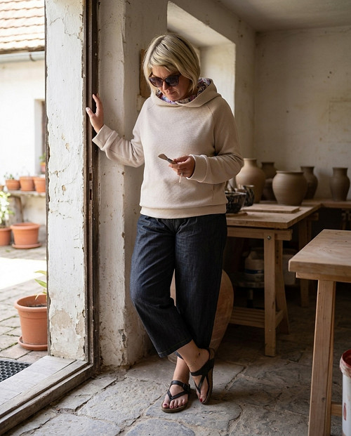 Mikina krémová s kapucí — foto 5
