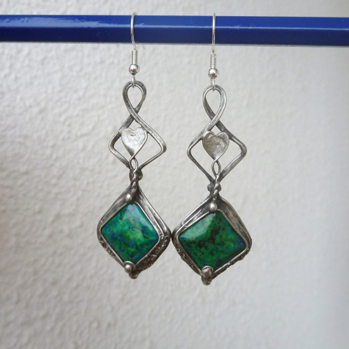 Náušnice FORESTY, chryzokol-azurit, handmade — foto 6