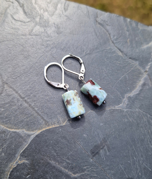 Larimar*kvádříky*náušnice*ocel — foto 5