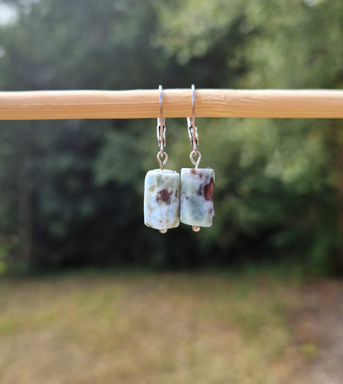 Larimar*kvádříky*náušnice*ocel — foto 2