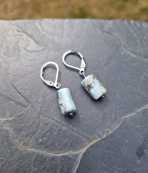 Larimar*kvádříky*náušnice*ocel — foto 4