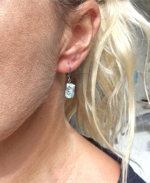 Larimar*kvádříky*náušnice*ocel — foto 3