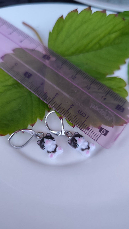 Náušnice-mini kočičky-chirurgická ocel-zapínací — foto 2