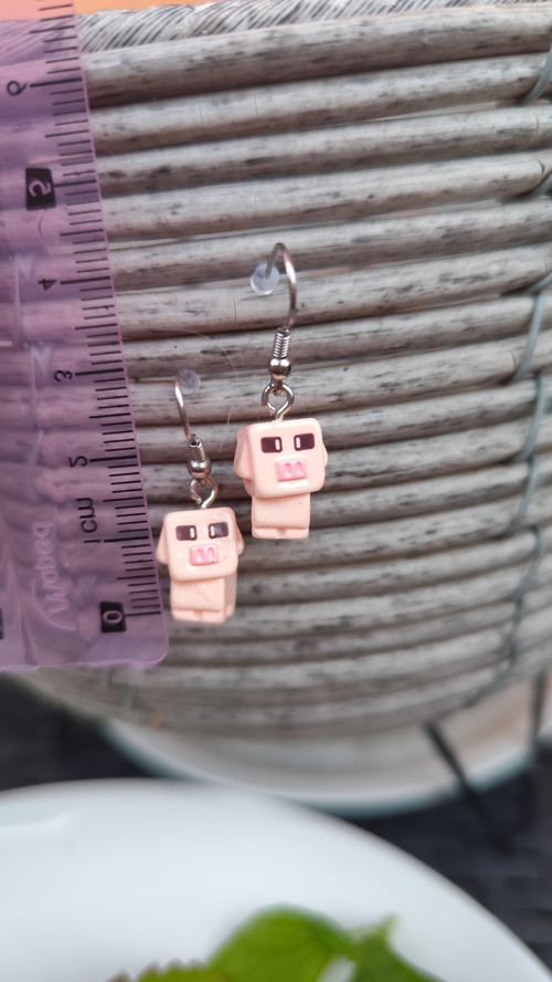 Náušnice Minecraft prasátka-chirurgická ocel-háčky — foto 2