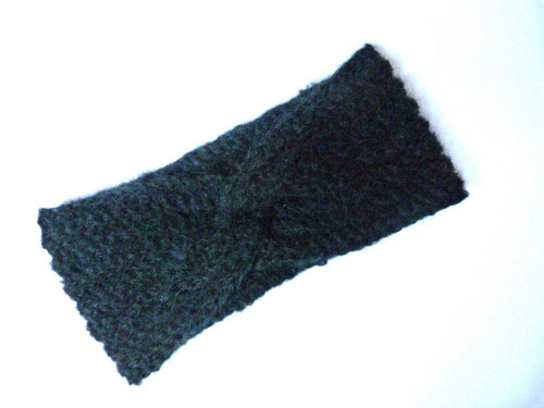 Černá háčkovaná čelenka (alpaka) — foto 2
