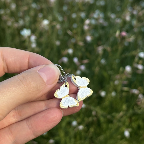 Náušničky mini bílo-zlaté — foto 3