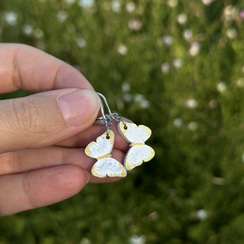 Náušničky mini bílo-zlaté — foto 2