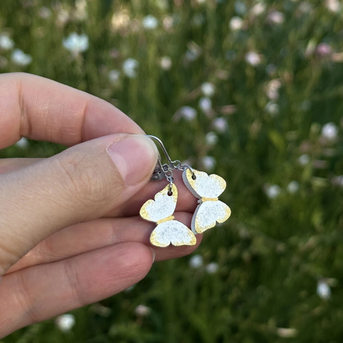 Náušničky mini bílo-zlaté — foto 4