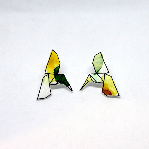 Náušnice: Origami kolibříci — foto 2