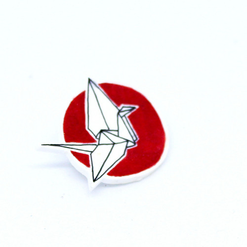 Brož: Origami jeřáb se sluncem — foto 2