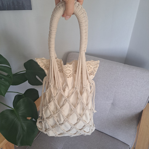 Béžová makramé kabelka – Boho & vintage — foto 6