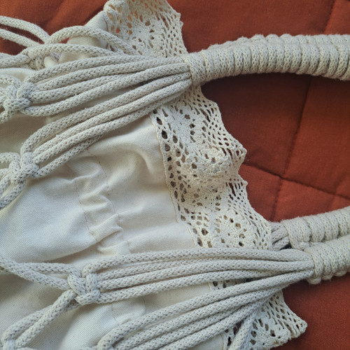 Béžová makramé kabelka – Boho & vintage — foto 3