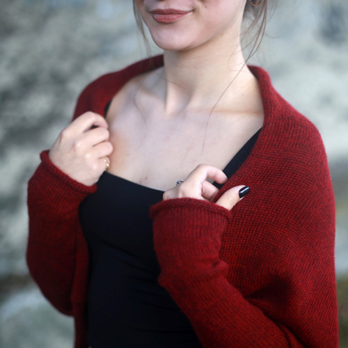 Svetr FLIA vínový 100% ALPAKA — foto 3