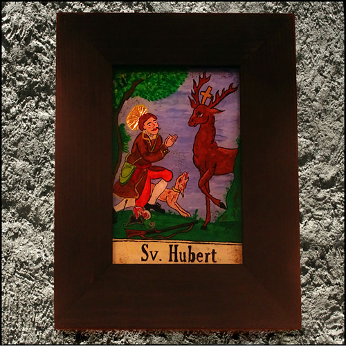 Hubert, světec, podmalba, obrázek na skle — foto 2