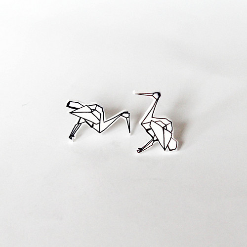 Náušnice: Origami plameňáci — foto 2