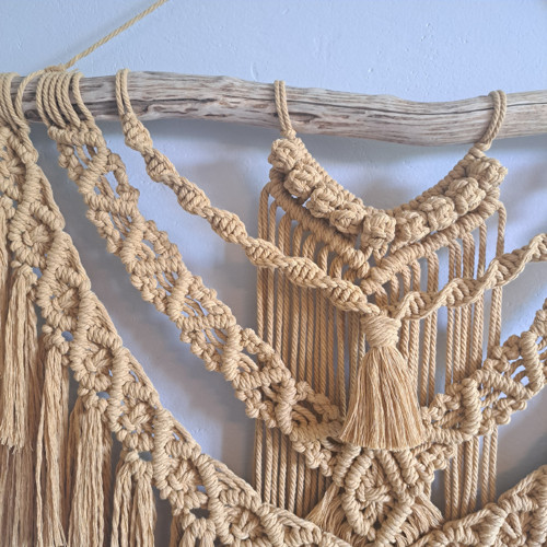 Velké makramé na zeď – Přírodní boho — foto 5