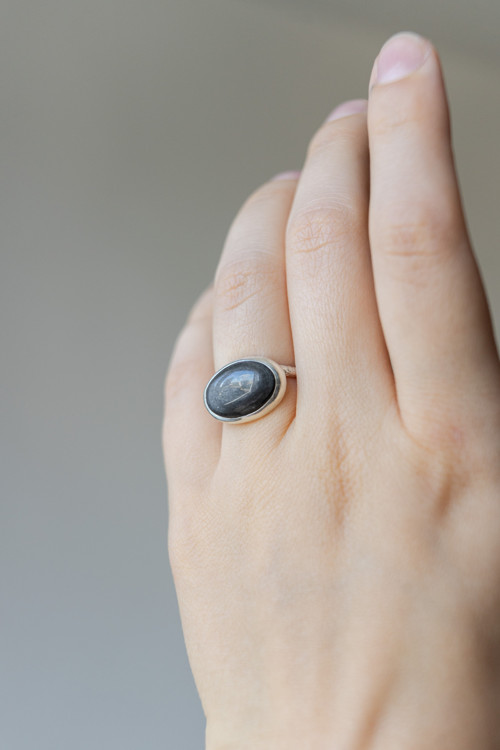 Prsten “Kosmos” - obsidián, Ag 925/1000 — foto 3
